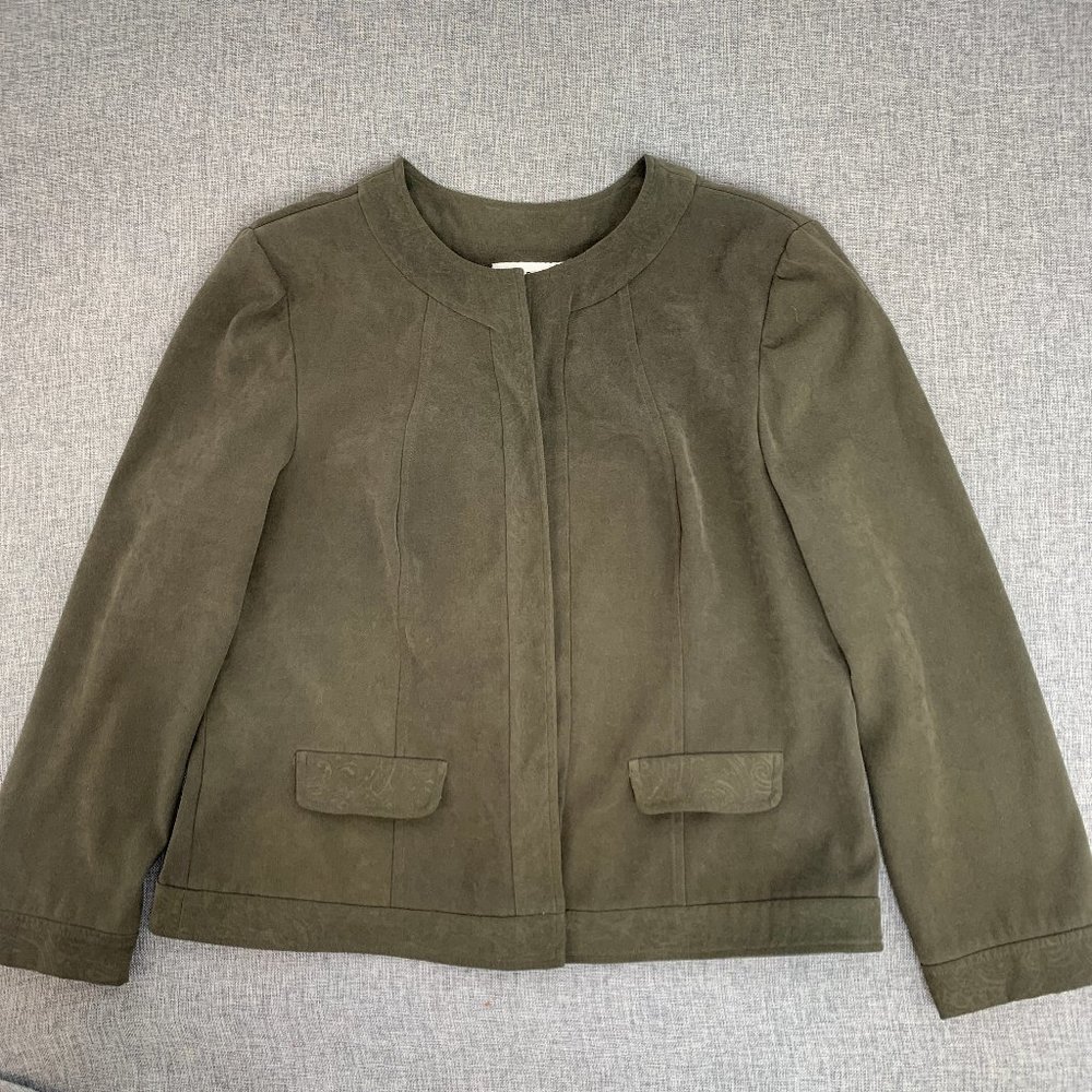 Prophecy‎ Vintage Open Jacket Long Sleeve Size 16 Petite 97% Polyester Spandex